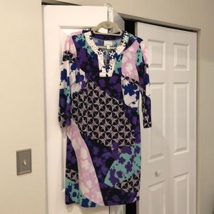 White beaded multi patterned dress